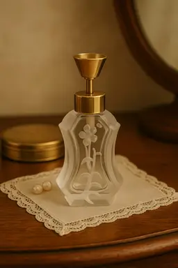 Vintage Czech Bohemian Etched Crystal Perfume Bottle – Frosted Floral Design