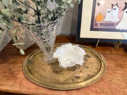 Brass Engraved Oval Serving Tray