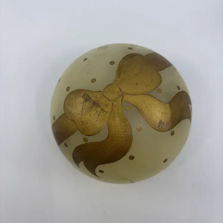 Italian Alabaster Polka Dot Bow Trinket Box 4”