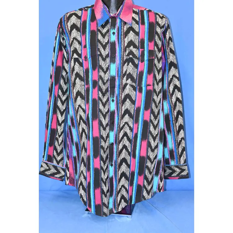 Plainsman Western Aztec Vintage Button Down Shirt Large