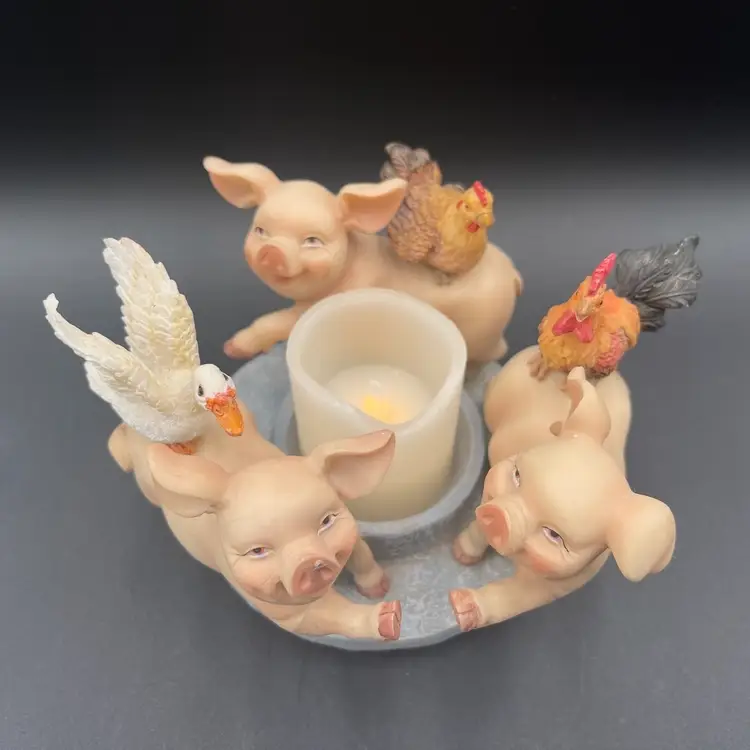 Pig, Duck, Chicken Candle Holder