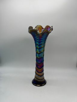 Imperial Glass Carnival Ripple Vase