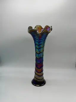 Imperial Glass Carnival Ripple Vase