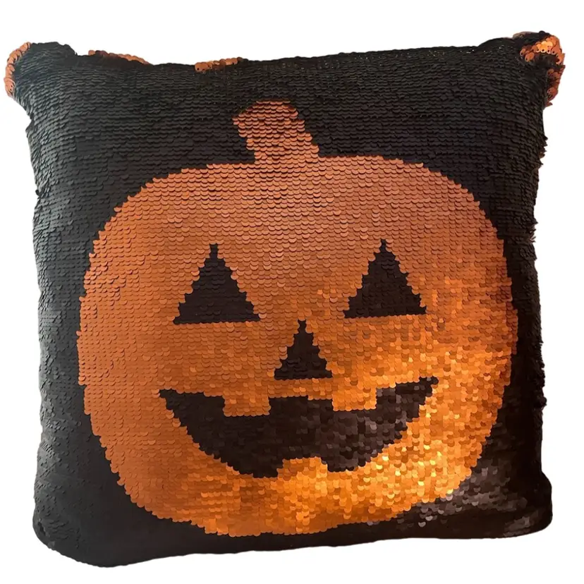 Halloween Jack-O'-Lantern Reverse Sequins Halloween Pillow