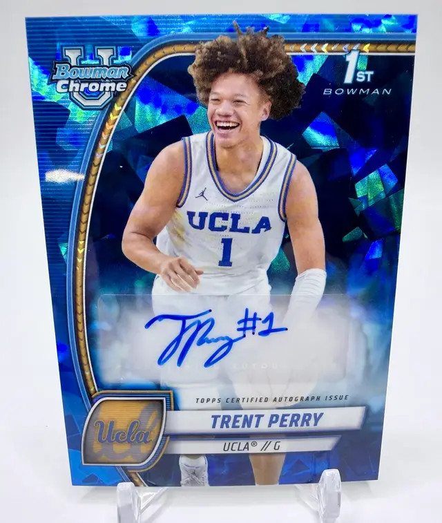 Trent Perry 2025 Bowman Chrome U Blue Sapphire Refractor Auto 1st Bowman #67