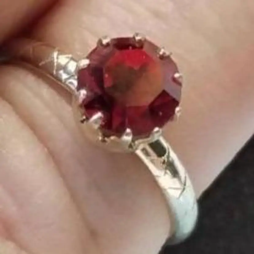 Vintage Ruby Ring with Crown Setting, In Gold Band, Size 5.5 Marked Germany