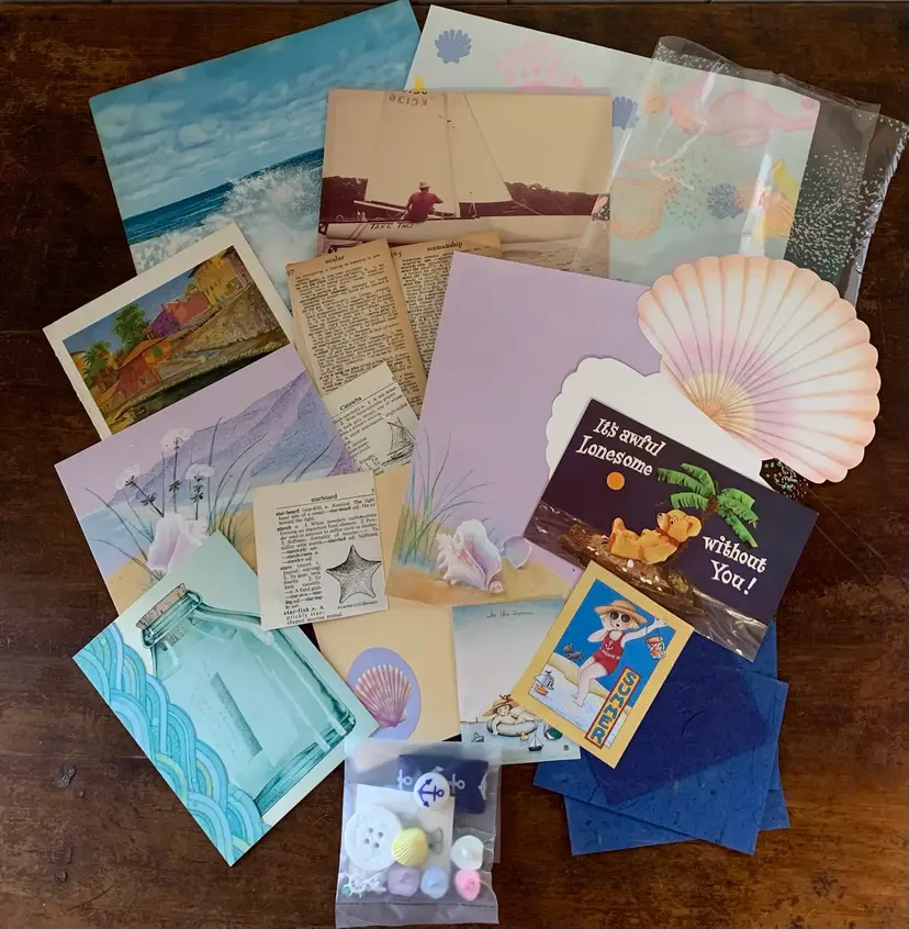 Seashell/Ocean Themed Junk Journal Ephemera Paper Craft Packet 25+ Items