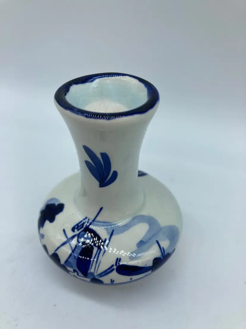 Mini Delft Holland Hand Painted Blue Bud Vase
