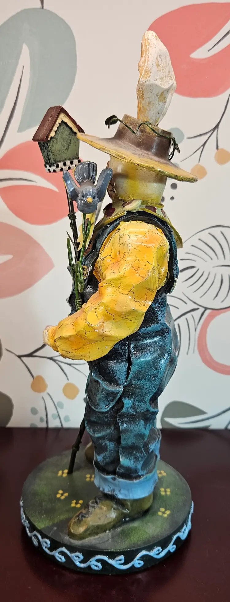 Charming Vintage Boy Metal & Resin Easter Bunny Rabbit Figurine