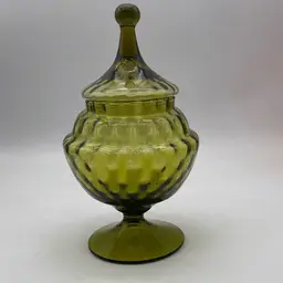 #13 Vintage Empoli Green Glass Apothecary Jar