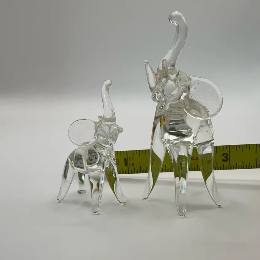 Pair Glass Elephants