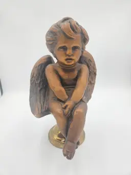 #B3 Plaster Gold Tone Cherub Sitter