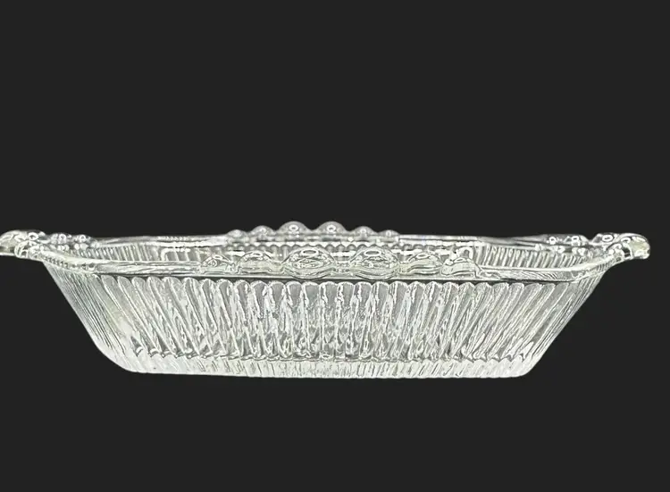 1950s Clear Bonbon Tray/Dish Canape Appetizer Anchor Hocking Glass #125 - 7.25”