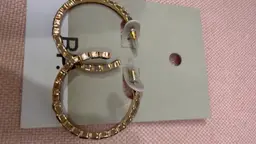 2 Pair Nordstrom BP Black Gold Hoop Lot Office Work Jewelry Gift