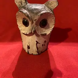 01. VTG Wooden Painted Owl