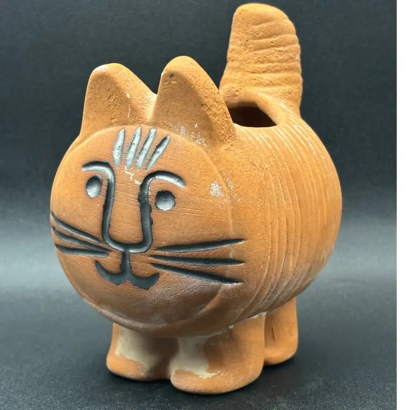 MCM Style Cat Planter Terracotta Pottery Felix the Feline