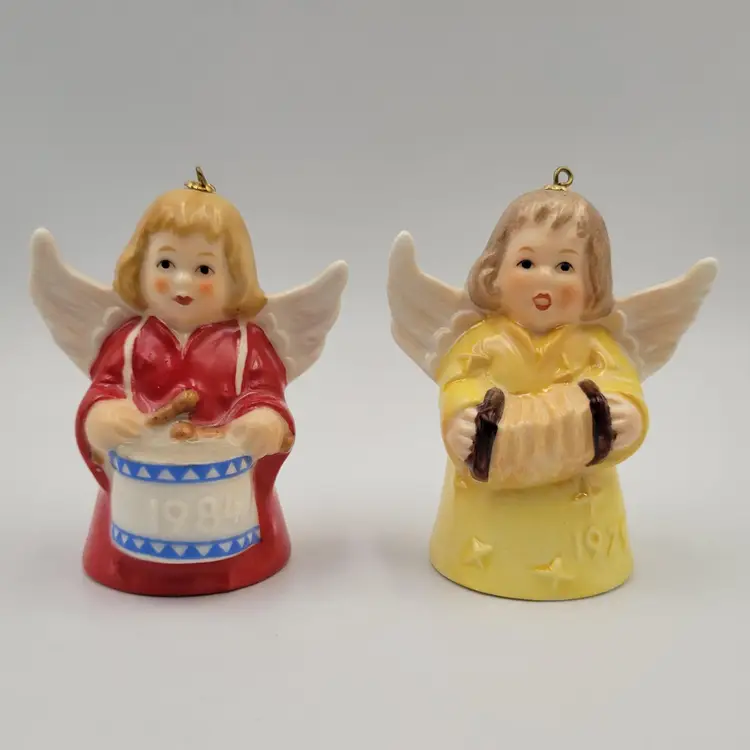Set Of 2 Vintage Goebel Hummel Angel Bell Figurines 1979 & 1984