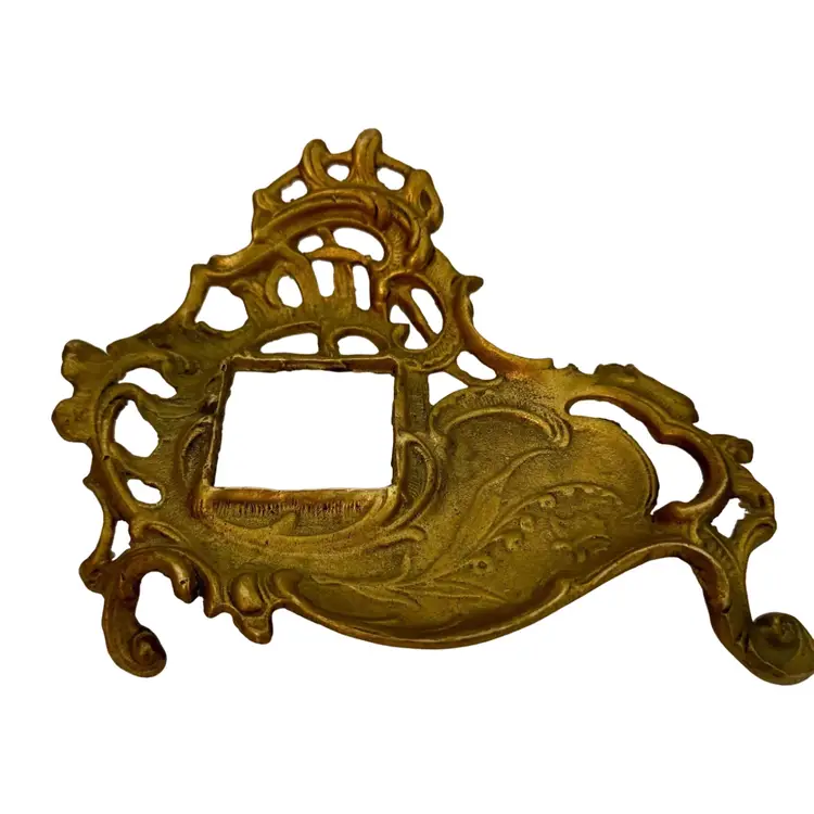 Vintage Ornate Brass Inkwell Stand