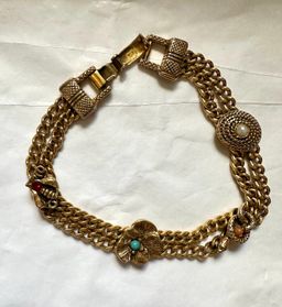 Goldette Victorian Style Slide Bracelet Snake Pansy Bug