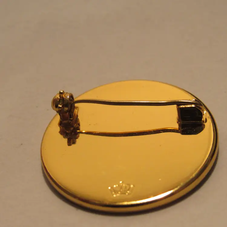 Amita Damascene Vintage Brooch/Pin, Bamboo Etched Design w/Gold-Silver Accents