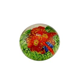 Vintage Chinese Flower Paperweight- Bold Colors 2.75” x 2”