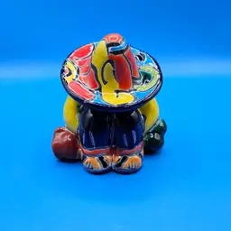 Talavera Sleeping Man Figurine 4.25"H, Repaired Chip