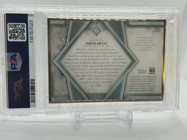 David Ortiz 2019 Topps Transcendant Auto Emerald Gold Frame  /15 PSA 8 Boston Red Sox