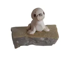 Vintage handmade 1960S Seal Sea Lion on Rock Clay Pottery