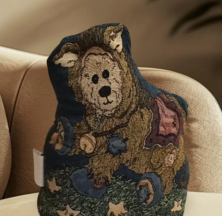 Vintage Bear Tapestry Doorstop Made USA Boyds Bears Woodworkers and Weavers Weighted