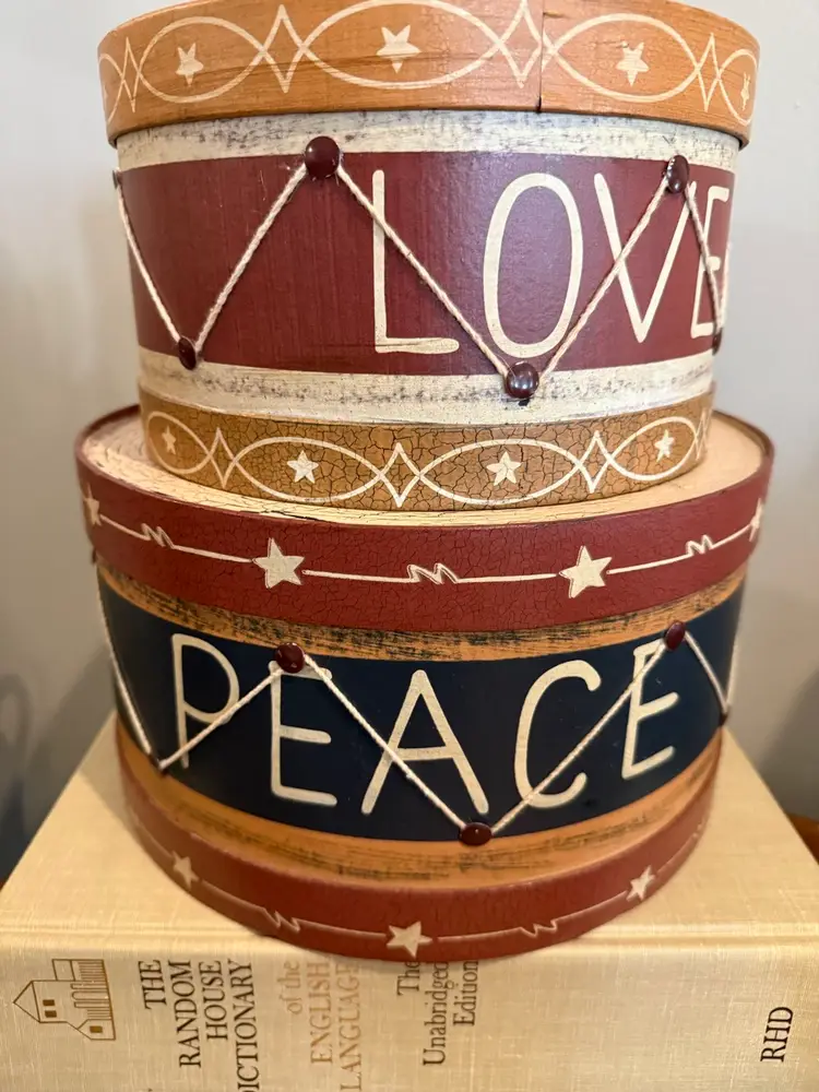 Nesting Primitive Christmas Drum Boxes