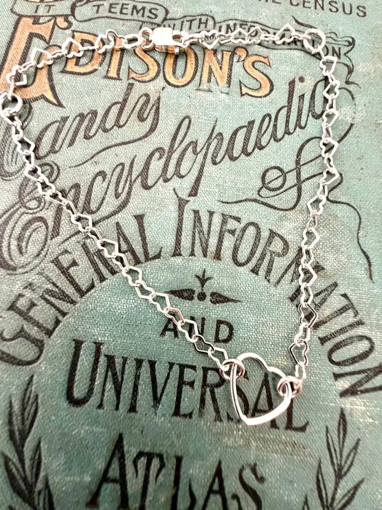 Heart Connector Sterling Silver Sparkle Chain Bracelet