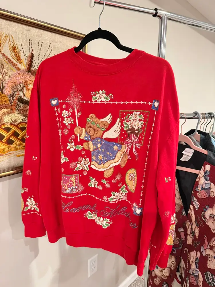 Vintage Heavenly Holidays Teddy Bear Christmas Sweatshirt Large