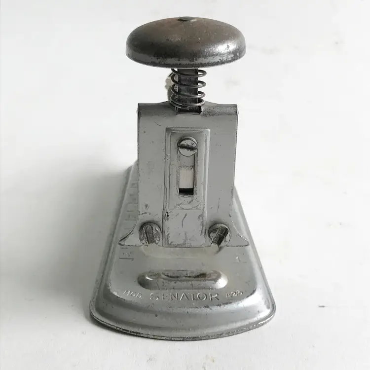 Vintage Silver Mod Senator 425 Metal Back Loading Exposed Spring Stapler