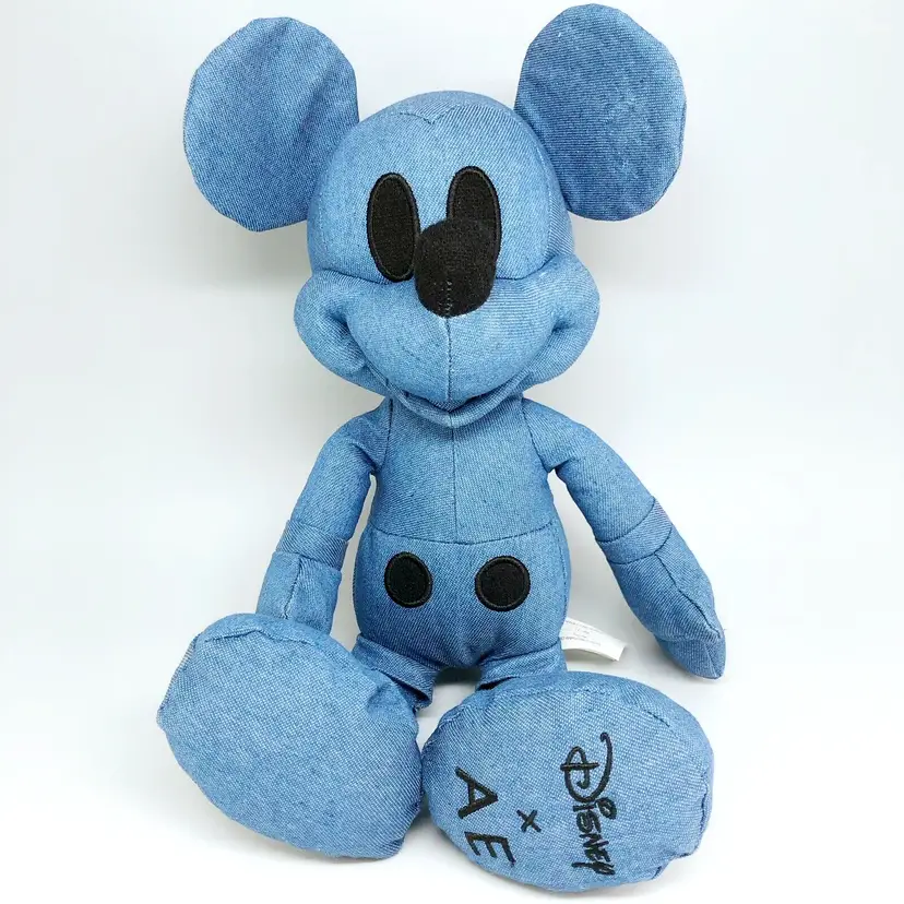 Disney/American Eagle Blue Denim Mickey Mouse Plush Stuffed Animal with Tush Tag