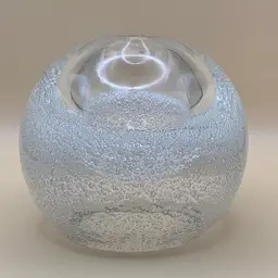 Hand Blown Glass Sphere Oil Lamp Paperweight. Heavy Clear With Bubbles. Poland?