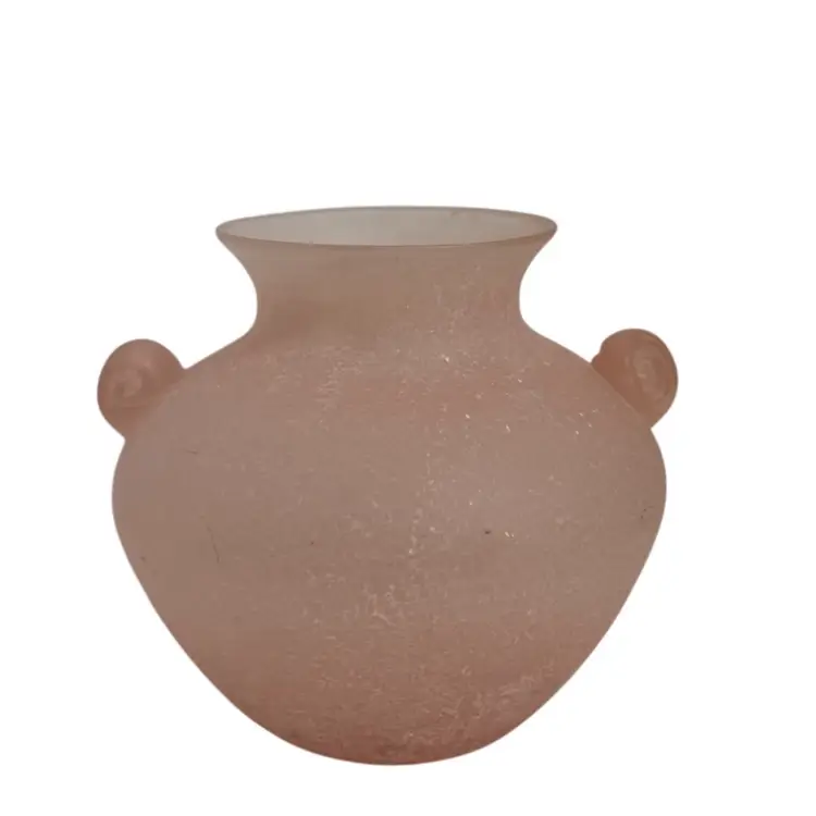 Pink Scavo Art Glass Vase With Applied Snail Handles 
5-5/8” T x 5-3/4”