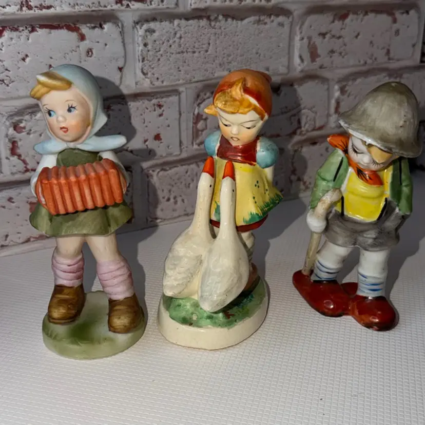 All Taiwan Figures One W/Geese & W/ Accordion & Boy W/ Cane