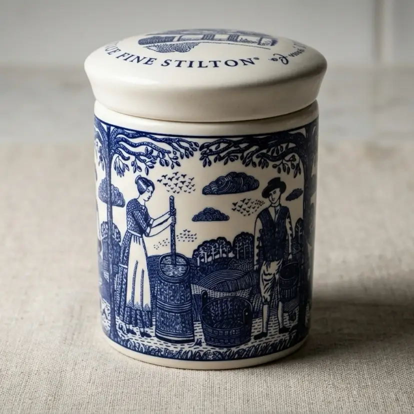 The Fine Cheese Co. Potted Blue Stilton Ceramic Jar Empty Vintage Style