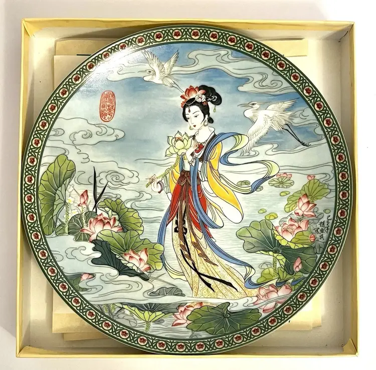 Vintage Flower Goddesses of China "The Lotus Goddess" Collector's Plate IOB 1991