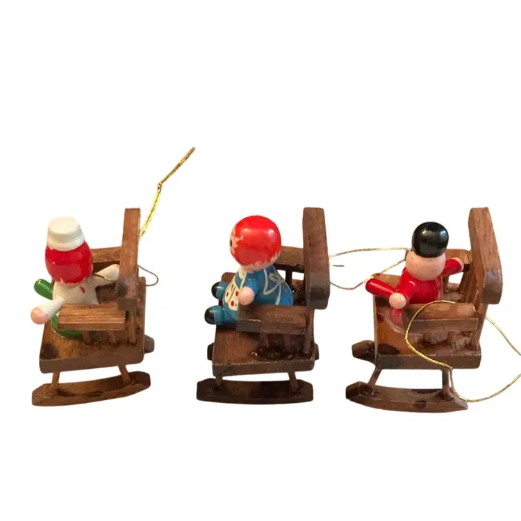 Three Vintage Wooden Ornaments