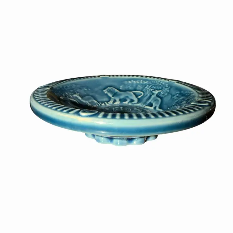 Vintage Wade England 1977 Queen’s Silver Jubilee Dish, Blue Royal Commemorative Pottery Bowl, Embossed Animal Trinket Dish Pin Dish