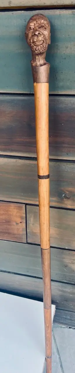 Wooden Walking Stick Hand Carved Indigenous Vintage Cane Unique African Art 39”