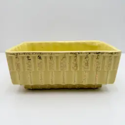 Mid Century Yellow And Gold Ceramic Rectangle Shaped Planter