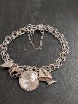 #01 Sterling silver charm bracelet with three charms Nevada graduation day, Utah