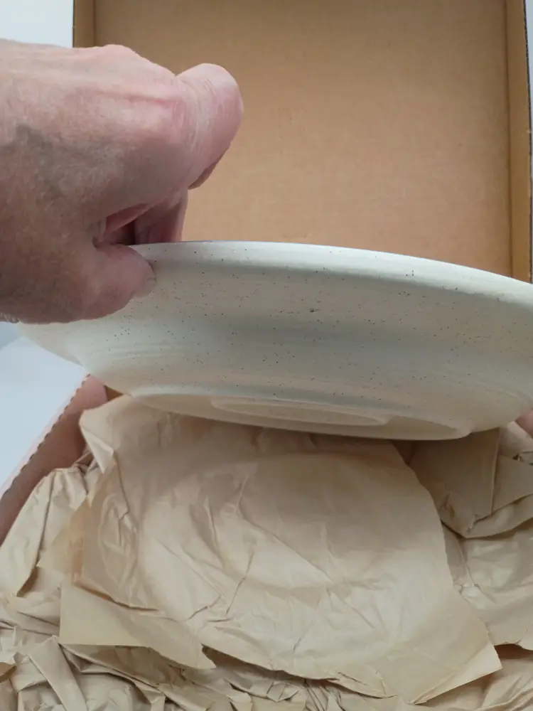 New in Box Treasure Craft Horizon 13 inch Diameter Round Serving Platter .Cake Plate, Chop Platter.