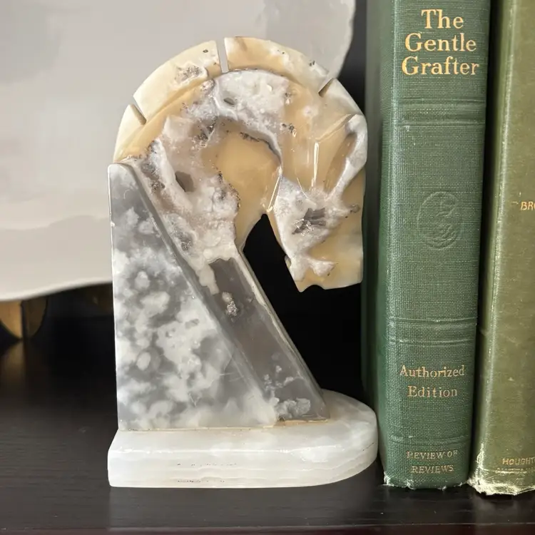 Vintage Onyx Horse Bookend