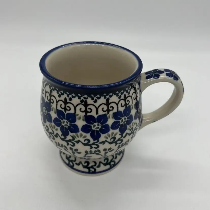 Boleslawiec Polish Pottery Tea Cup Mug Infuser J.R. 488 Blue Flower *No Lid*