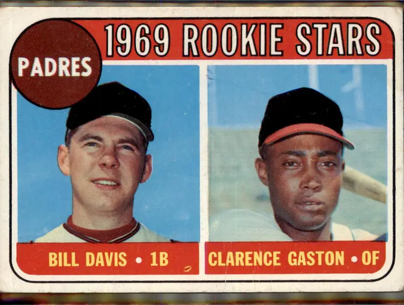 1969 Topps #304 Padres 1969 Rookie Stars (Davis / Gaston) RC - ( pk3 ) - San Diego Padres