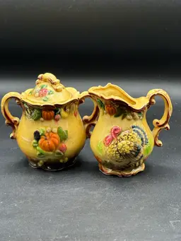 Vintage Napcoware Thanksgiving Turkey Harvest Cream and Sugar Set