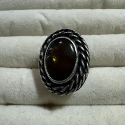 Native Fire Agate Ring Size 4 Sterling